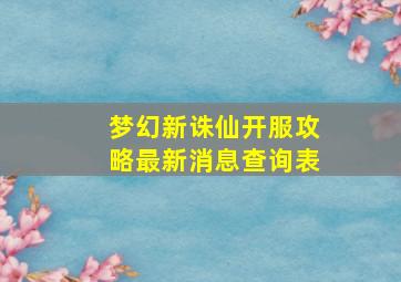 梦幻新诛仙开服攻略最新消息查询表