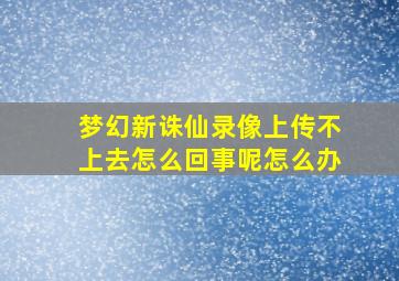 梦幻新诛仙录像上传不上去怎么回事呢怎么办