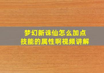 梦幻新诛仙怎么加点技能的属性啊视频讲解