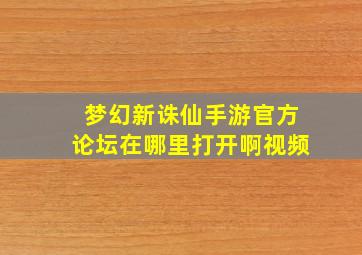 梦幻新诛仙手游官方论坛在哪里打开啊视频