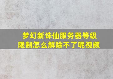 梦幻新诛仙服务器等级限制怎么解除不了呢视频