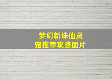 梦幻新诛仙灵宠推荐攻略图片