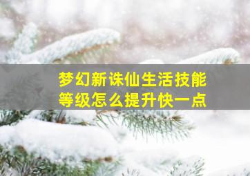 梦幻新诛仙生活技能等级怎么提升快一点