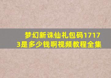 梦幻新诛仙礼包码17173是多少钱啊视频教程全集