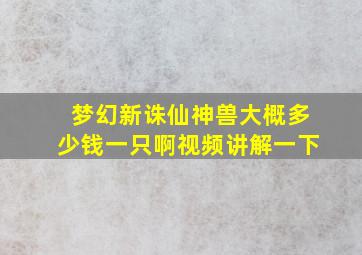 梦幻新诛仙神兽大概多少钱一只啊视频讲解一下