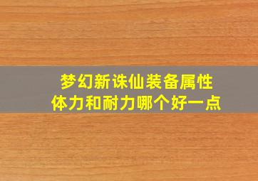 梦幻新诛仙装备属性体力和耐力哪个好一点