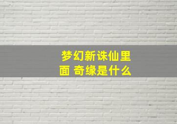 梦幻新诛仙里面 奇缘是什么