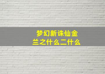 梦幻新诛仙金兰之什么二什么