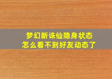 梦幻新诛仙隐身状态怎么看不到好友动态了