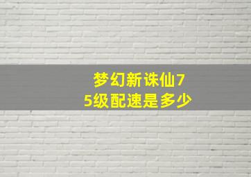 梦幻新诛仙75级配速是多少