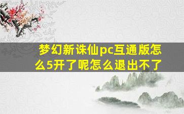 梦幻新诛仙pc互通版怎么5开了呢怎么退出不了