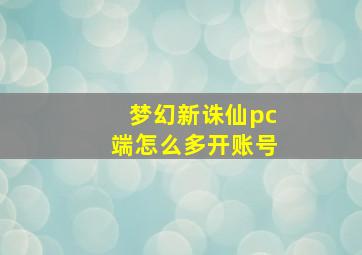 梦幻新诛仙pc端怎么多开账号