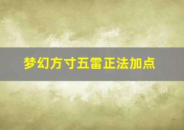 梦幻方寸五雷正法加点