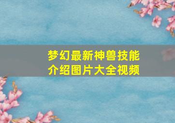 梦幻最新神兽技能介绍图片大全视频