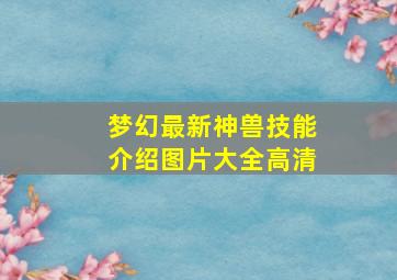 梦幻最新神兽技能介绍图片大全高清