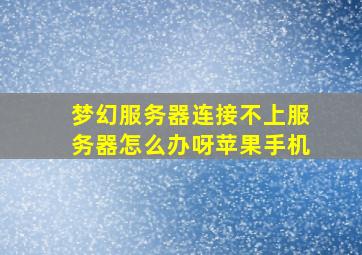 梦幻服务器连接不上服务器怎么办呀苹果手机