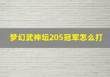 梦幻武神坛205冠军怎么打