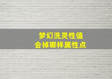 梦幻洗灵性值会掉哪样属性点