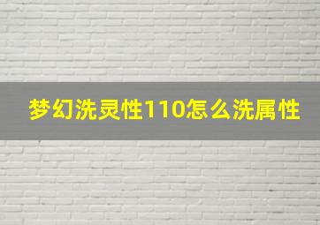 梦幻洗灵性110怎么洗属性