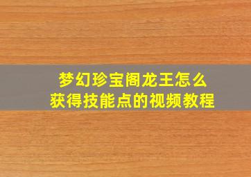 梦幻珍宝阁龙王怎么获得技能点的视频教程