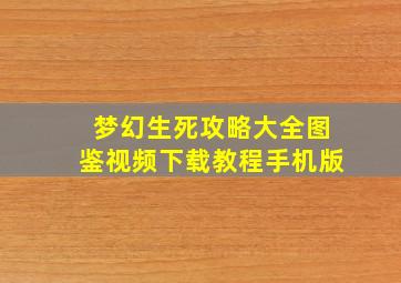 梦幻生死攻略大全图鉴视频下载教程手机版