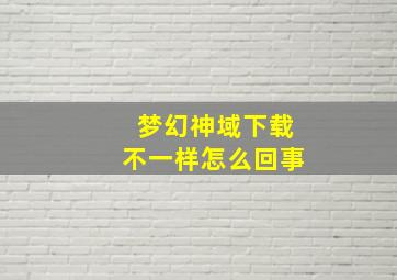 梦幻神域下载不一样怎么回事