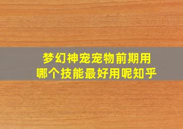 梦幻神宠宠物前期用哪个技能最好用呢知乎