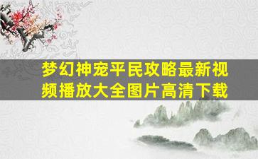 梦幻神宠平民攻略最新视频播放大全图片高清下载