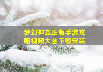 梦幻神宠正版手游攻略视频大全下载安装