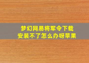 梦幻网易将军令下载安装不了怎么办呀苹果