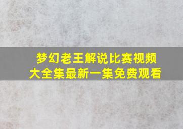 梦幻老王解说比赛视频大全集最新一集免费观看