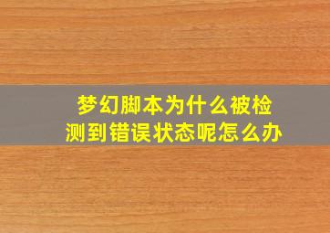 梦幻脚本为什么被检测到错误状态呢怎么办