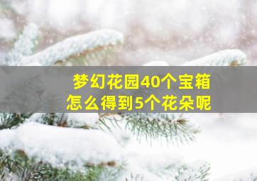 梦幻花园40个宝箱怎么得到5个花朵呢