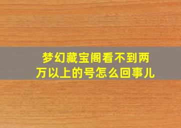 梦幻藏宝阁看不到两万以上的号怎么回事儿