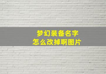 梦幻装备名字怎么改掉啊图片