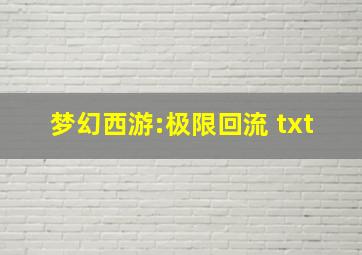 梦幻西游:极限回流 txt