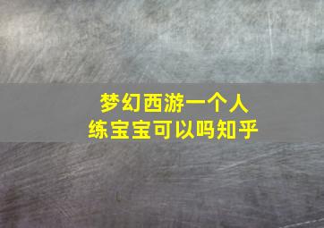 梦幻西游一个人练宝宝可以吗知乎