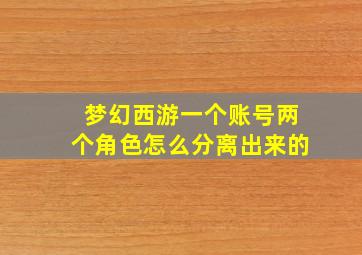 梦幻西游一个账号两个角色怎么分离出来的