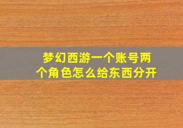 梦幻西游一个账号两个角色怎么给东西分开