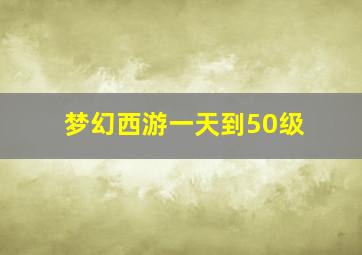 梦幻西游一天到50级