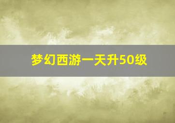 梦幻西游一天升50级