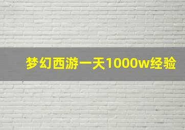 梦幻西游一天1000w经验