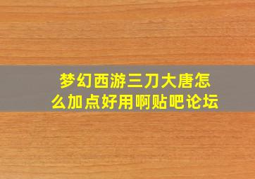 梦幻西游三刀大唐怎么加点好用啊贴吧论坛