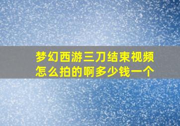 梦幻西游三刀结束视频怎么拍的啊多少钱一个