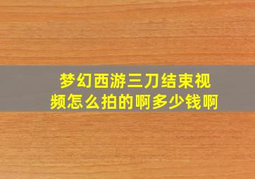 梦幻西游三刀结束视频怎么拍的啊多少钱啊