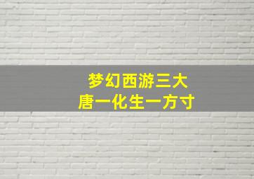 梦幻西游三大唐一化生一方寸