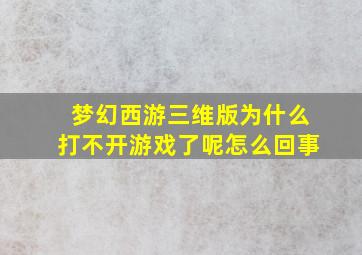 梦幻西游三维版为什么打不开游戏了呢怎么回事