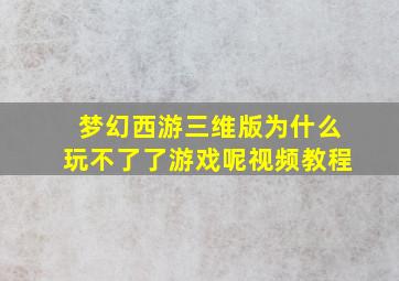 梦幻西游三维版为什么玩不了了游戏呢视频教程