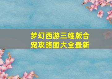 梦幻西游三维版合宠攻略图大全最新