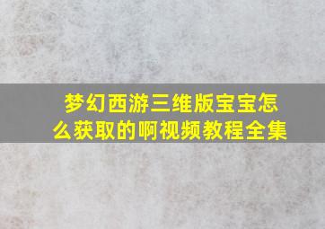 梦幻西游三维版宝宝怎么获取的啊视频教程全集